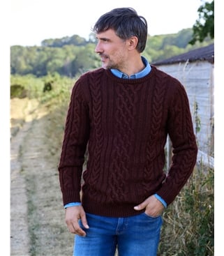 Pull irlandais à col rond - Homme - Pure Laine