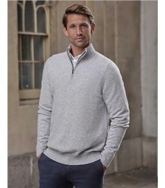 Mens Cashmere Zip Neck Sweater
