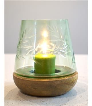 Tapered Etched Glass Hurricane Lamp