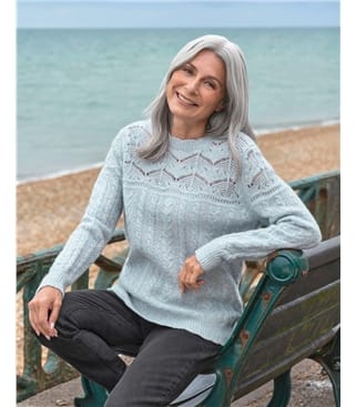 Pointelle Pullover mit Zopfmuster 