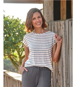 Short Sleeve Boat Neck Top