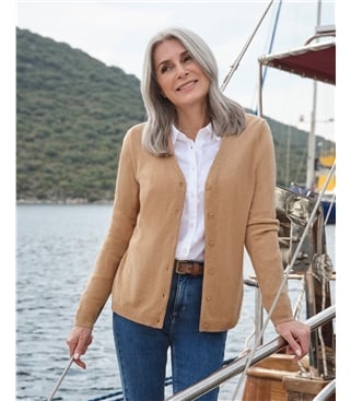 Cashmere Merino Classic V Neck Cardigan