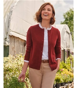 Cardigan classique à col rond - Femme - Cachemire & Mérinos