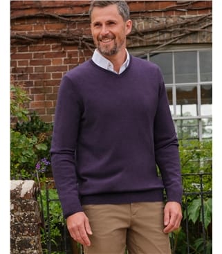 Cashmere & Merino Classic V Neck Knitted Jumper