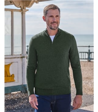 Cashmere and Merino Zip Neck Jumper