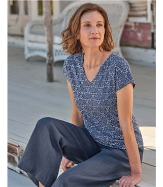 V Neck Printed Tshirt