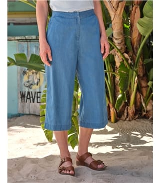 Jupe-culotte en chambray - Femme