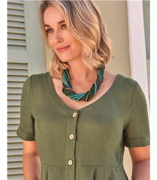 Collier multi-rangs torsadé en perles
