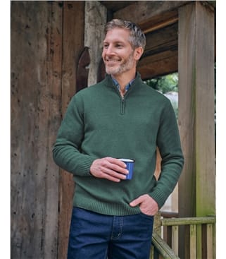 Mens Lambswool Zip Neck Jumper