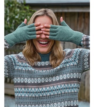 Fingerlose Handschuhe aus Lammwolle für Damen