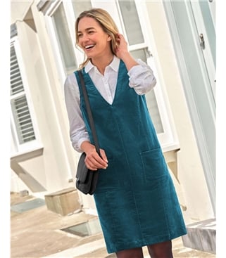 V-Ausschnitt-Trägerkleid aus Stretchcord