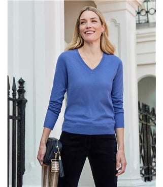 Kaschmirpullover mit V-Ausschnitt