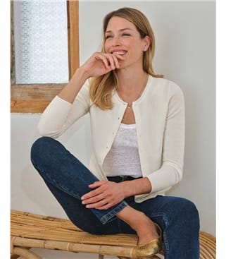 Kaschmir Strickjacke mit Rundhalsausschnitt