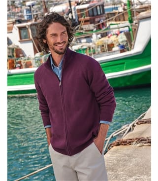 Cardigan zippé essentiel en coton - Homme