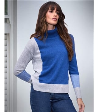 Cashmere Colourblock Roll Neck