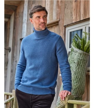 Mens Lambswool Polo Neck Jumper