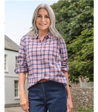 Brushed Cotton Checked Collared Shirt