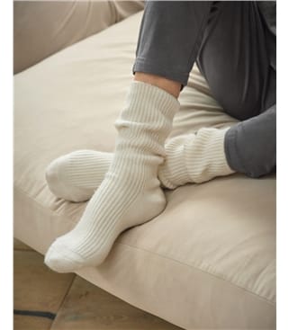 Chaussettes côtelées - Femme - Cachemire & Mérinos