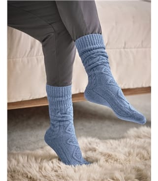 Womens Lambswool Cable Sock