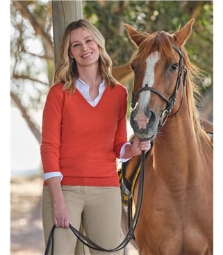 Pull à col V - Femme - Cachemire & Mérinos