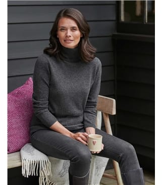 Dark Charcoal  Cashmere & Merino Fitted Turtle Neck Knitted