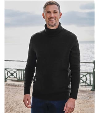 Mens Lambswool Polo Neck Jumper