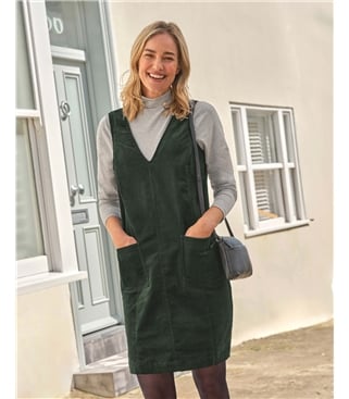 Robe chasuble à col en V en velours stretch