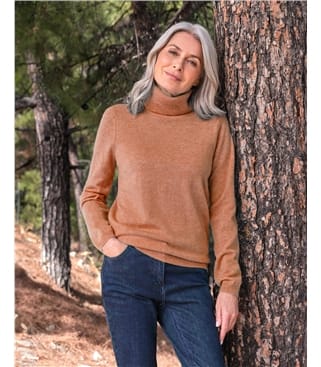 Pull à col roulé ajusté - Femme - Cachemire & mérinos