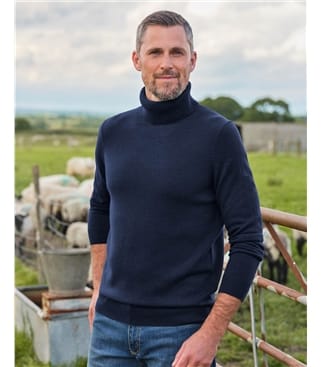 Cashmere and Merino Polo Neck Jumper