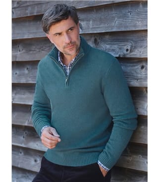 Mens Lambswool Zip Neck Jumper