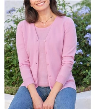 Strickjacke mit V-Ausschnitt aus Merino- und Kaschmirwolle für Damen