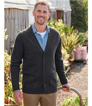 Cardigan à col V - Homme - Laine d’agneau certifiée 100% RWS
