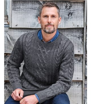 Pullover mit Aranmuster aus reiner Wolle für Herren