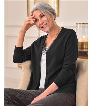 Cardigan classique à col V- Femme - Cachemire & Mérinos