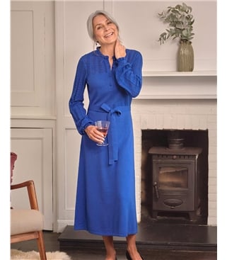 Robe à col volanté et pointelle
