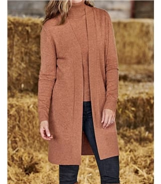 Cashmere and Merino Edge to Edge Long Cardigan