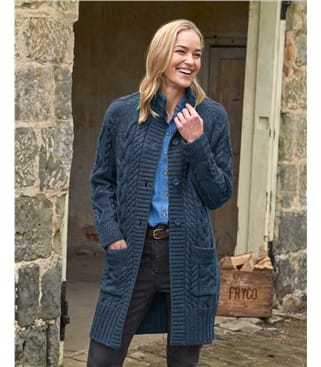 Manteau cardigan en maille irlandaise - Femme - Pure Laine