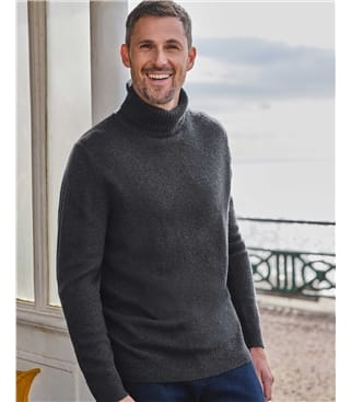 Mens Lambswool Polo Neck Jumper