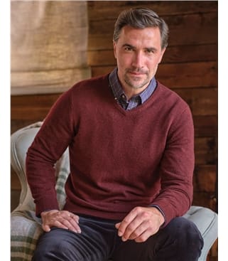 Cashmere & Merino Classic V Neck Knitted Jumper