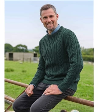 Pull irlandais à col rond - Homme - Pure Laine