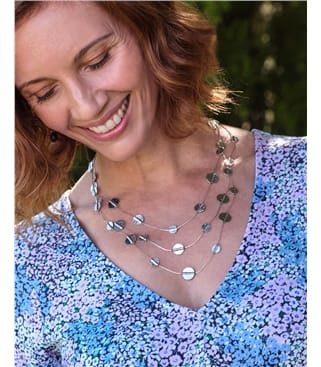 Textured Disc Multirow Necklace