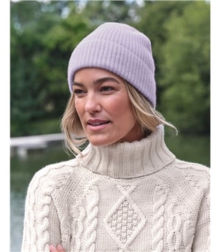Bonnet côtelé - Femme - Pur Cachemire