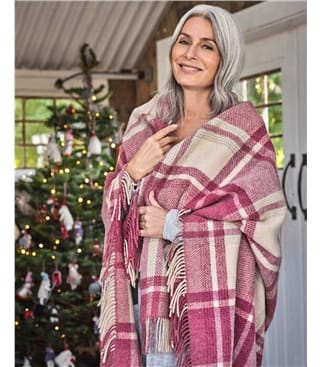 Large Pure Wool Check Throw
