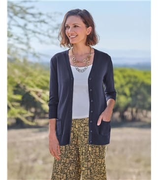 Cardigan long à col en V - Femme