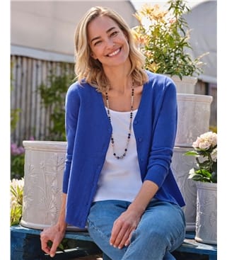 Cashmere Merino Classic V Neck Cardigan