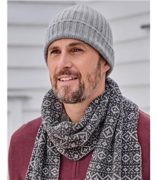 Mens Pure Cashmere Ribbed Hat