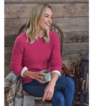 Pull torsadé à col rond - Femme - Cachemire & Mérinos