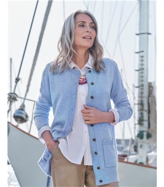 Cardigan à col rond - Femme - Laine d'agneau