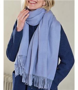 Womens Wool Cashmere Fringed Scarf