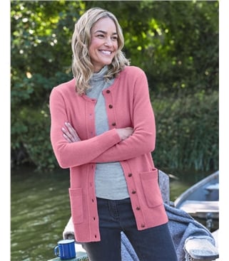 Lambswool Ladies Crew Neck Cardigan
